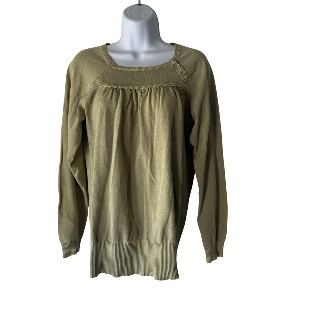 Pulp Sweater Y2k Large Green Long Sleeve Button‎ Pullover Cotton Casual Top